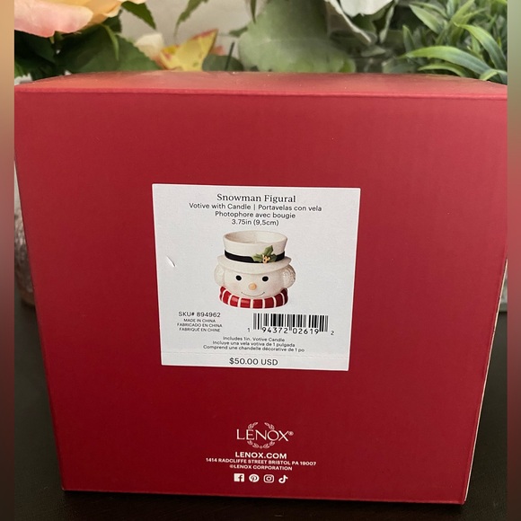 🆕☃️ RARE COLLECTIBLE LENOX SNOWMAN FIGURAL VOTIVE W/CANDLE. NEW IN BOX! - Picture 4 of 10